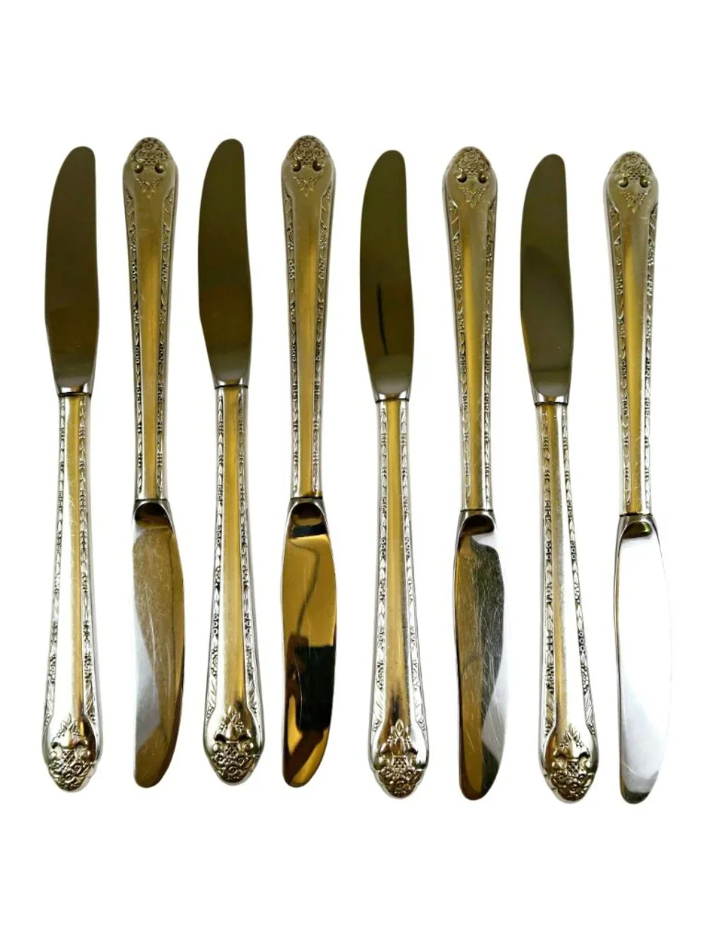 Lovely Lady Grille Knives (Set of 8) Holmes & Edwards Inlaid Silverplate